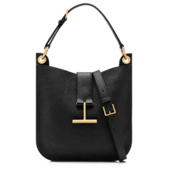 TOM FORD GRAIN LEATHER TARA SMALL CROSSBODY GRAPHITE - Image 2