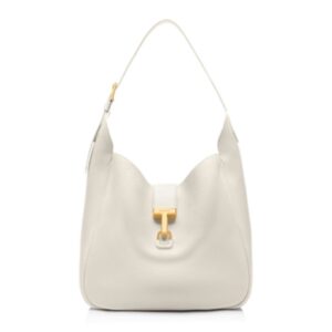 TOM FORD LEATHER MONARCH MEDIUM HOBO CHALK