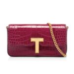 TOM FORD SHINY STAMPED CROCODILE LEATHER WALLIS MINI BAG RASPBERRY