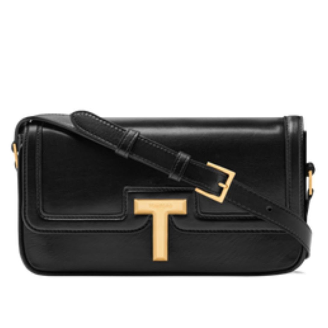 5-559-1.jpg TOM FORD SMOOTH LEATHER WALLIS EAST WEST SHOULDER BAG BLACK
