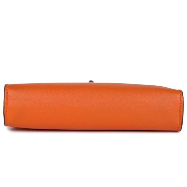 PRE-OWNED HERMÈS MICRO KELLY 15 ORANGE SWIFT PALLADIUM HARDWARE - Image 5