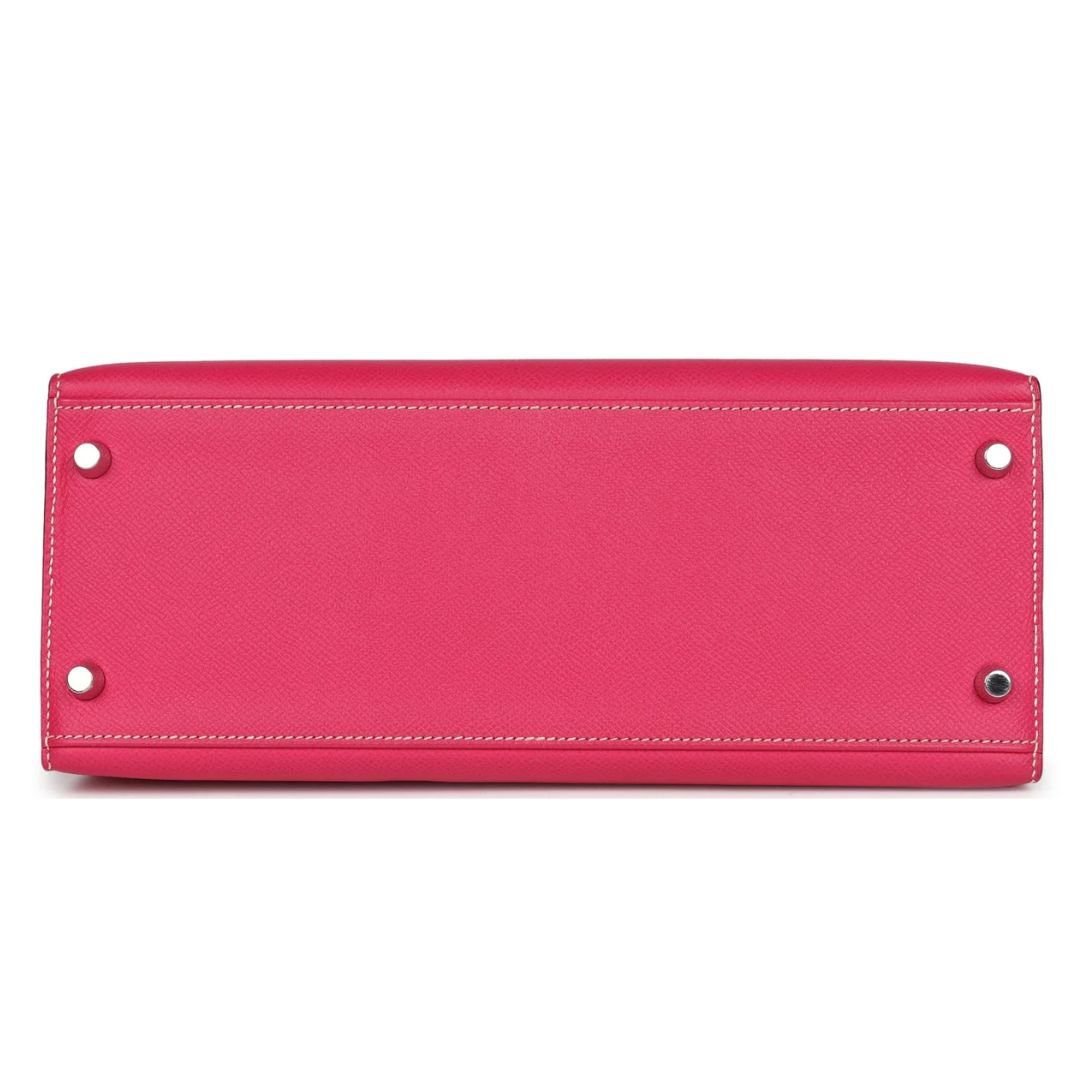 PRE-OWNED HERMÈS KELLY SELLIER 28 ROSE TYRIEN EPSOM PALLADIUM HARDWARE - Image 5