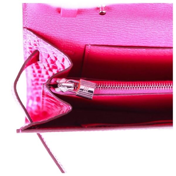 PRE-OWNED HERMÈS KELLY WALLET TO GDE SHINY ALLIGATOR PALLADIUM HARDWAREO ROSE SCHEHERAZA - Image 5