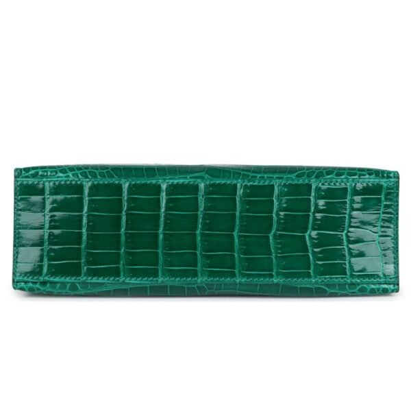 HERMÈS KELLY POCHETTE EMERALD SHINY POROSUS CROCODILE GOLD HARDWARE - Image 5