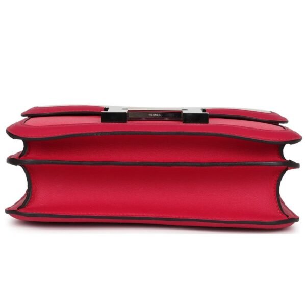 PRE-OWNED HERMÈS CONSTANCE 24 ROSE SHOCKING AND ECRU TOILE H BERLINE AND FRAMBOISE SWIFT PALLADIUM HARDWARE - Image 5