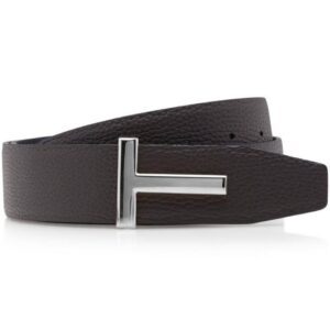 TOM FORD GRAIN LEATHER T ICON BELT BROWN