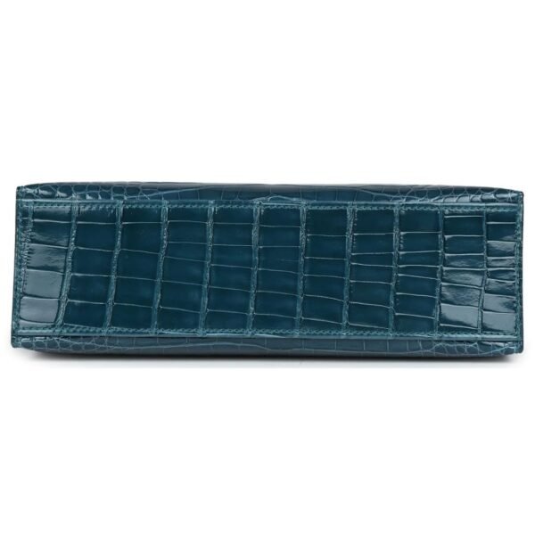HERMÈS KELLY POCHETTE VERT BOSPHORE SHINY ALLIGATOR GOLD HARDWARE - Image 5