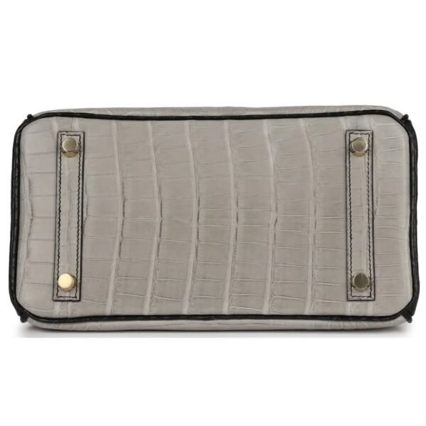 HERMÈS SPECIAL ORDER HSS BIRKIN 25 GRIS PERLE AND BLACK MATTE ALLIGATOR MISSISSIPPIENIS BRUSHED GOLD HARDWARE - Image 5