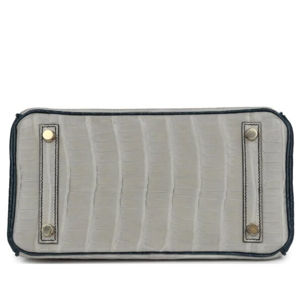 HERMÈS SPECIAL ORDER HSS BIRKIN 25 GRIS PERLE AND VERT ROUSSEAU MATTE ALLIGATOR BRUSHED GOLD HARDWARE - Image 5