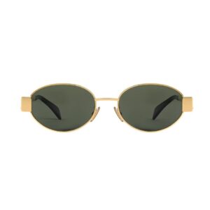 CELINE TRIOMPHE METAL 01 SUNGLASSES IN METAL GOLD-GREEN