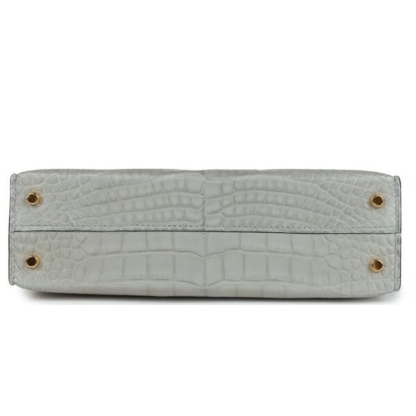 HERMÈS SPECIAL ORDER HSS KELLY SELLIER 20 GRIS PERLE AND BLEU DE MALTE MATTE ALLIGATOR GOLD HARDWARE - Image 5