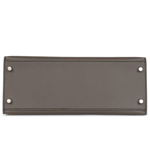 HERMÈS SPECIAL ORDER HSS KELLY SELLIER 28 ETAIN AND BLACK EPSOM BRUSHED PALLADIUM HARDWARE - Image 5