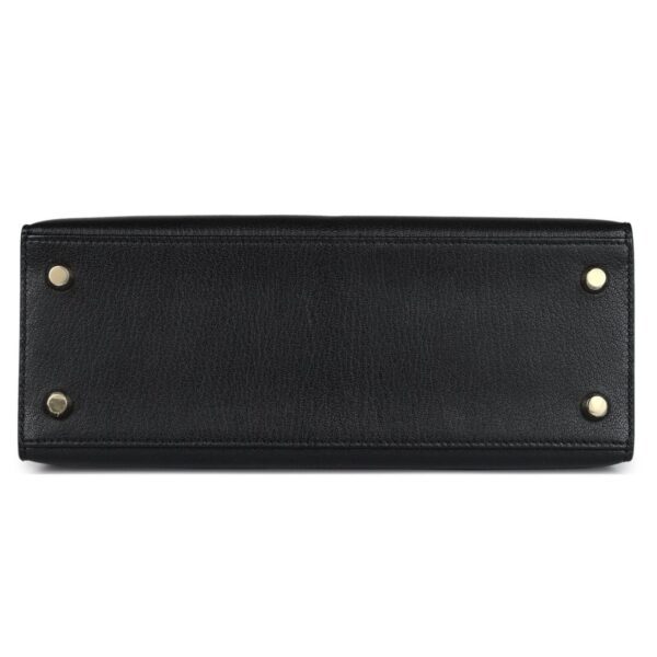 HERMÈS KELLY SELLIER 25 BLACK CHEVRE MYSORE GOLD HARDWARE - Image 5