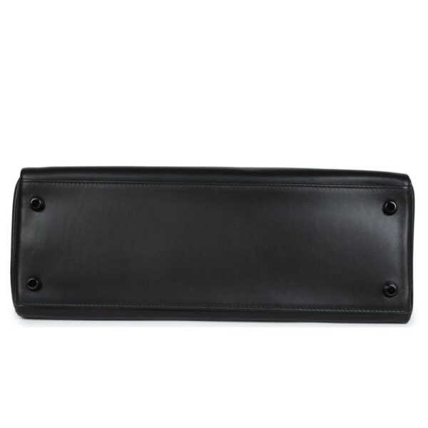 PRE-OWNED HERMÈS RARE KELLY RETOURNE 32 SO BLACK BOX BLACK HARDWARE - Image 5