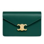 CELINE WALLET ON CHAIN MARGO IN SHINY CALFSKIN RACING GREEN