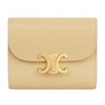 CELINE SMALL FLAP WALLET TRIOMPHE IN SHINY CALFSKIN SPRING YELLOW