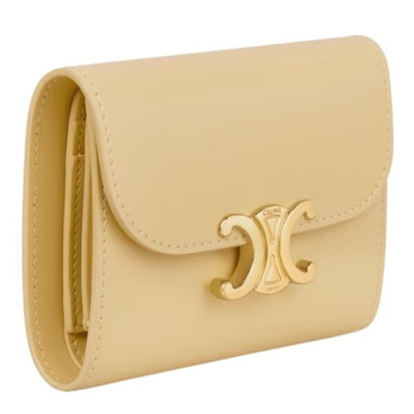 CELINE SMALL FLAP WALLET TRIOMPHE IN SHINY CALFSKIN SPRING YELLOW - Image 16