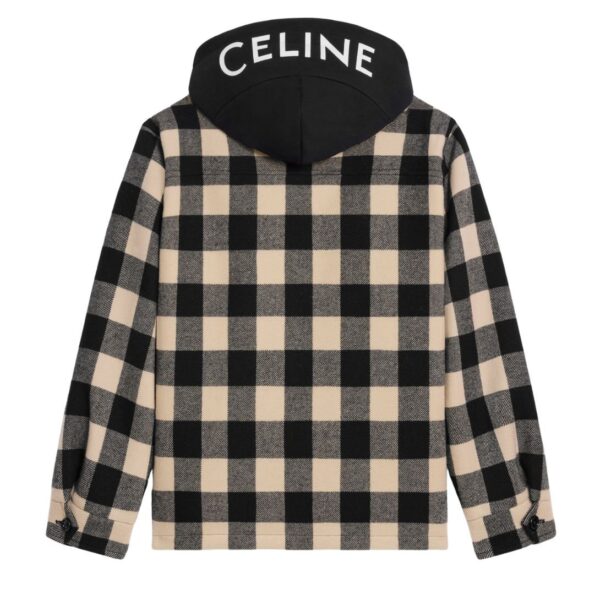 CELINE HOODED OVERSHIRT IN CHECK WOOL - Image 2