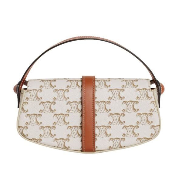 CELINE CLUTCH ON STRAP TABOU IN TRIOMPHE CANVAS AND CALFSKIN WHITE-TAN - Image 3