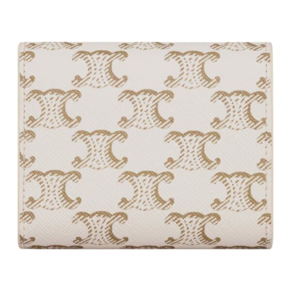 CELINE SMALL FLAP WALLET TRIOMPHE IN TRIOMPHE CANVAS WHITE-TAN - Image 3