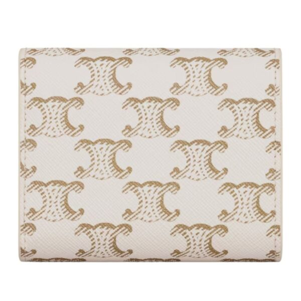 CELINE SMALL FLAP WALLET TRIOMPHE IN TRIOMPHE CANVAS WHITE-TAN - Image 3