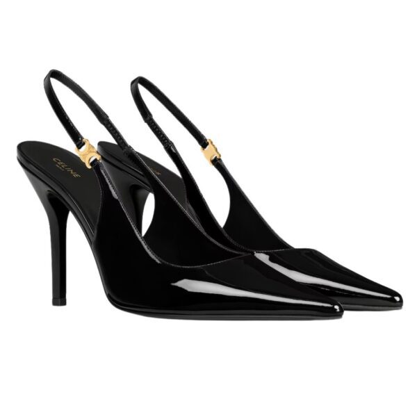 CELINE JUDY TRIOMPHE STILETTO PUMP IN PATENT CALFSKIN BLACK - Image 3