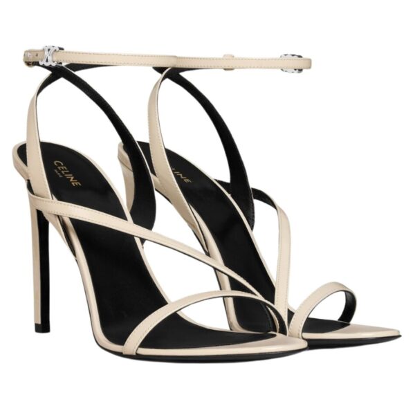 CELINE AVA TRIOMPHE STILETTO SANDAL IN PATENT CALFSKIN MILK - Image 3