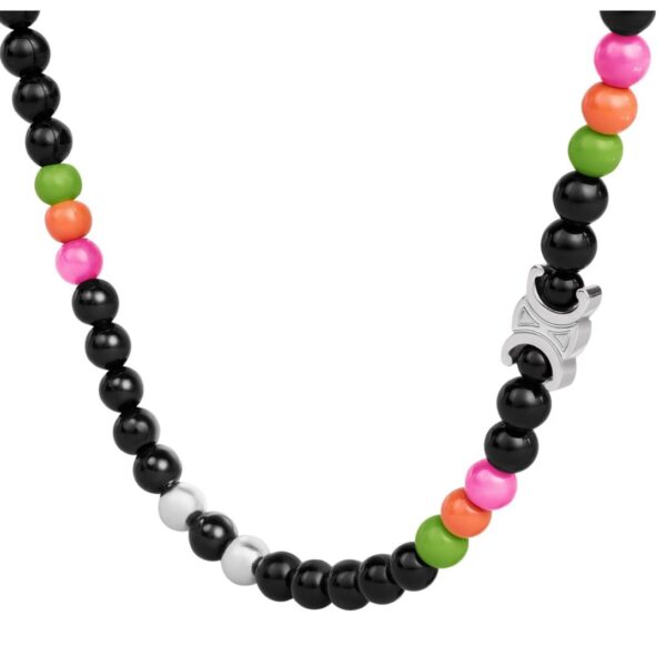 CELINE SAN ONOFRE TRIOMPHE NECKLACE IN ONYX GLASS PEARLS AND BRASS WITH RHODIUM FINISH - Image 2