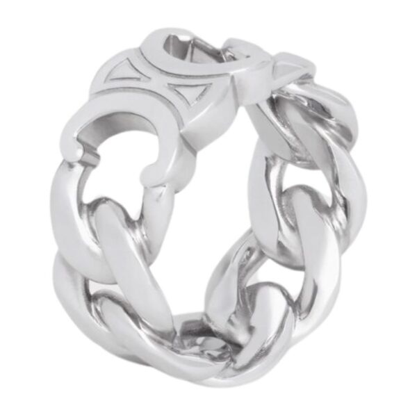CELINE TRIOMPHE GOURMETTE RING IN BRASS WITH RHODIUM FINISH - Image 2