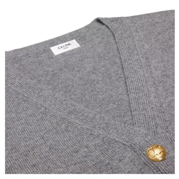 CELINE CARDIGAN WITH GOURMETTE IN HERITAGE CASHMERE GREY - Image 4