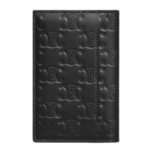 CELINE VERTICAL CARD HOLDER IN CALFSKIN WITH TRIOMPHE EMBOSSED BLACK - Image 4