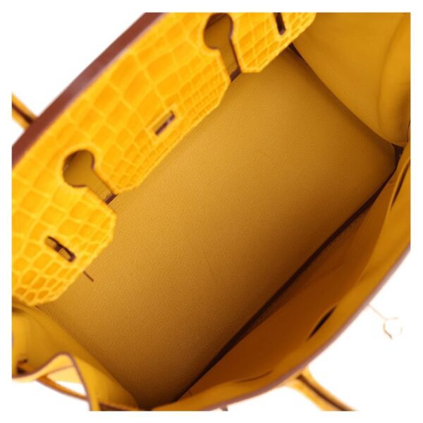 HERMÈS BIRKIN 30 JAUNE AMBRE SHINY NILOTICUS CROCODILE AND TOGO TOUCH PALLADIUM HARDWARE - Image 6