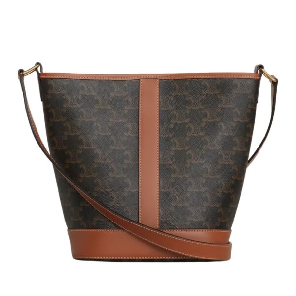 CELINE SMALL BUCKET IN TRIOMPHE CANVAS AND CALFSKIN TAN - Image 3