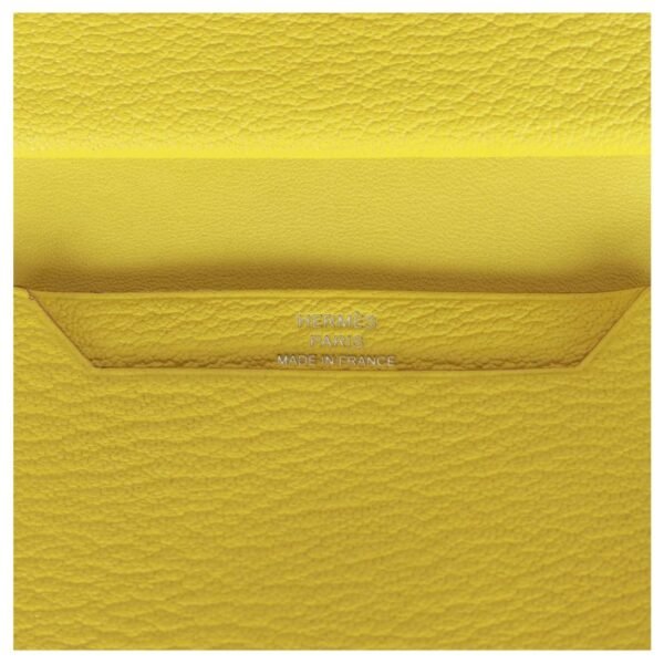 HERMÈS BEARN MINI WALLET LIME CHEVRE MYSORE PALLADIUM HARDWARE - Image 6