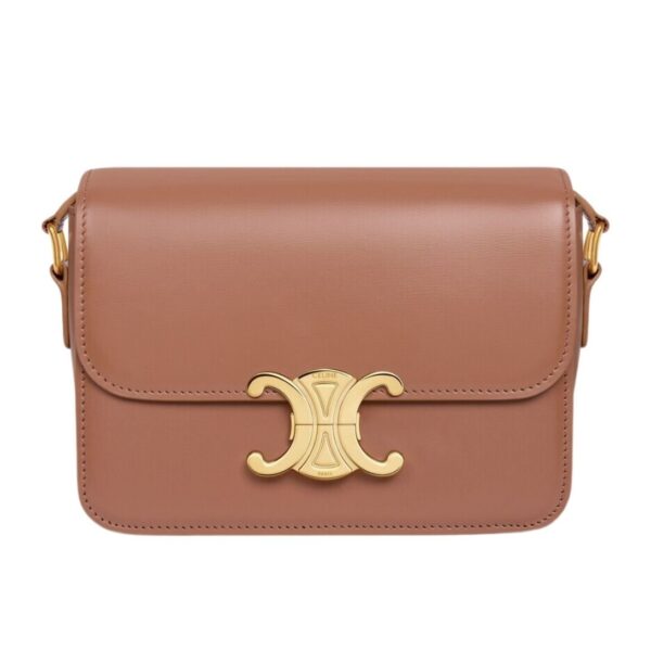 CELINE TEEN TRIOMPHE BAG IN SHINY CALFSKIN ALMOND GREEN - Image 17