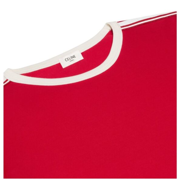 CELINE REGULAR T SHIRT IN COTTON JERSEY CARMIN-CREAM - Image 4