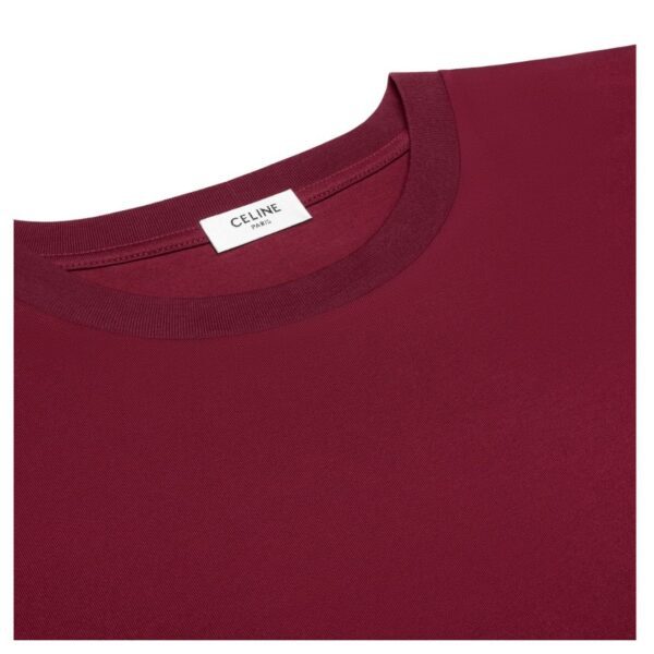 CELINE TRIOMPHE LOOSE T SHIRT IN COTTON JERSEY VINTAGE BURGUNDY-ECRU - Image 6