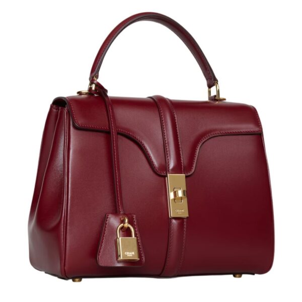 CELINE SMALL 16 BAG IN SATINATED CALFSKIN LIGHT BURGUNDY - Image 8