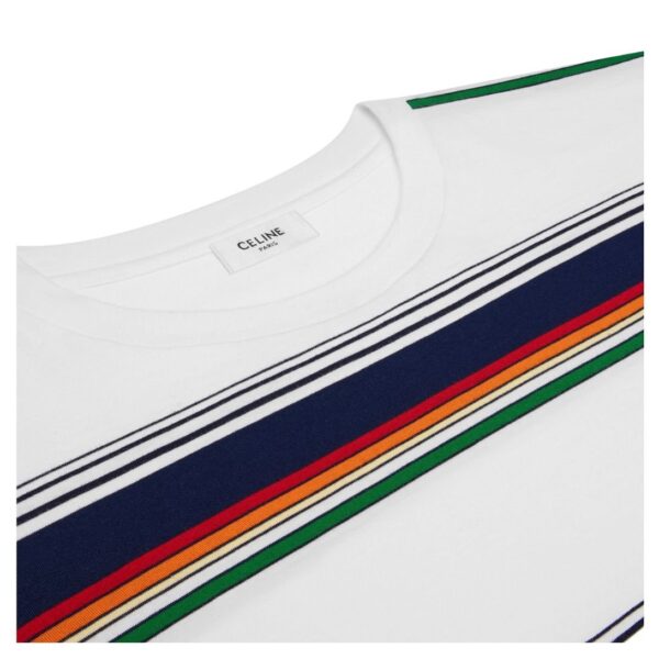 CELINE TRIOMPHE LOOSE T SHIRT IN JERSEY COTON RAYURE SURF OFF WHITE - Image 4