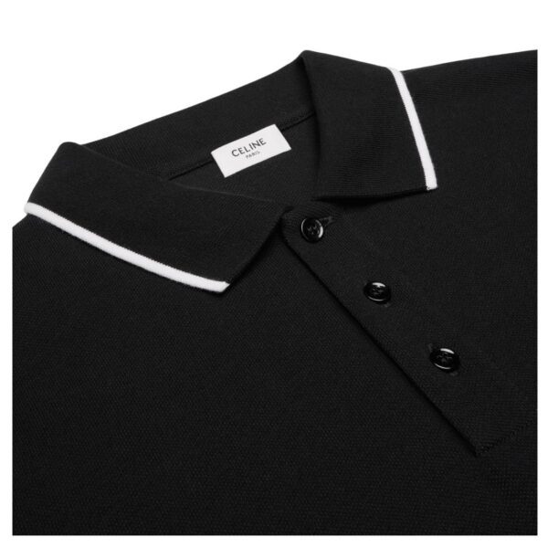 CELINE CLASSIC POLO SHIRT IN COTTON PIQUÉ BLACK-WHITE - Image 4