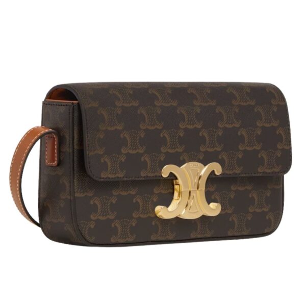 CELINE SHOULDER BAG CLAUDE IN TRIOMPHE CANVAS AND CALFSKIN TAN - Image 4