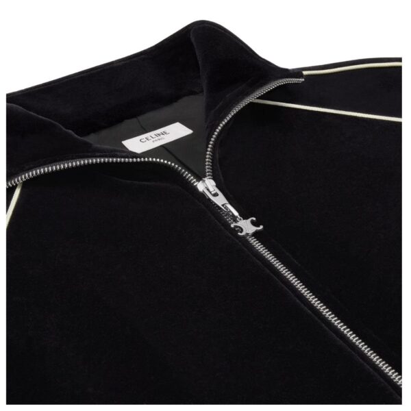CELINE TRIOMPHE TRACKSUIT JACKET IN VELVET JERSEY BLACK - Image 5