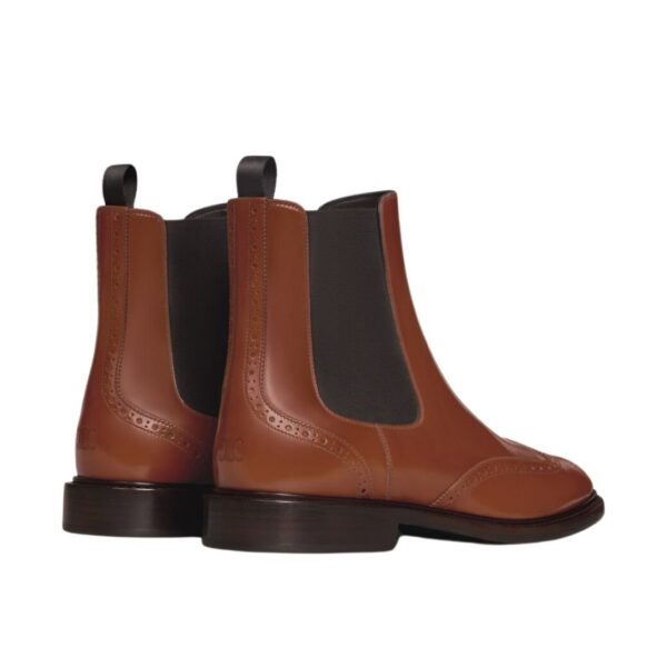 CELINE DONAVAN CHELSEA BOOT WITH BROGUES IN POLISHED BULL TAN - Image 4