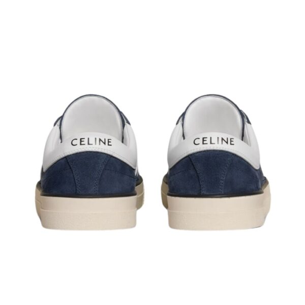 CELINE SUNSET LOW LACE UP SNEAKER IN SUEDE CALFSKIN AND CALFSKIN BLUE - Image 4