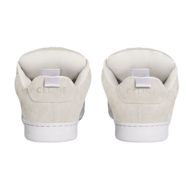 CELINE HUNTINGTON LOW LACE UP SNEAKER IN SUEDE CALFSKIN AND MESH OPTIC WHITE - Image 5