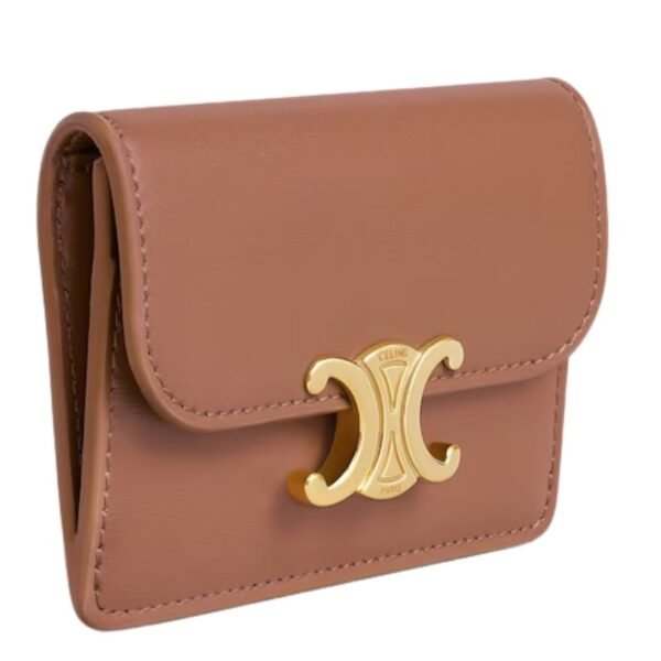 CELINE CARD HOLDER WITH FLAP TRIOMPHE IN SHINY CALFSKIN BRONZE - Image 12