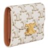 CELINE SMALL FLAP WALLET TRIOMPHE IN TRIOMPHE CANVAS WHITE-TAN - Image 4