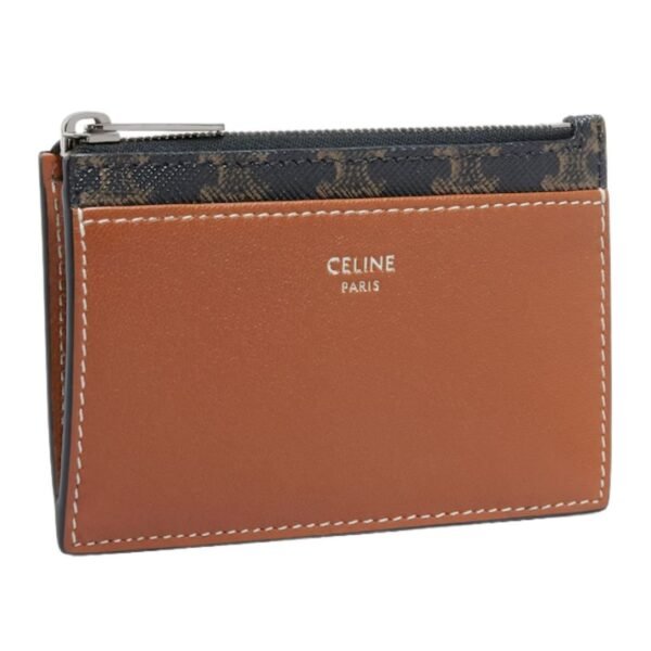 CELINE ZIPPED CARD HOLDER IN TRIOMPHE CANVAS AND LAMBSKIN TAN - Image 5