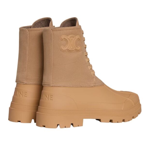 CELINE RILEY LACE UP BOOT IN CANVAS CARAMEL - Image 3