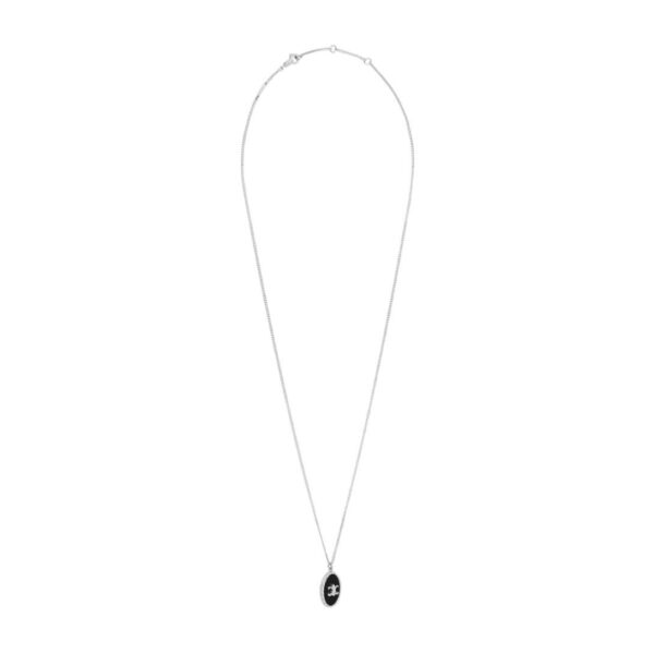 CELINE TRIOMPHE DE LYS MEDAL NECKLACE IN STERLING SILVER AND ONYX - Image 3